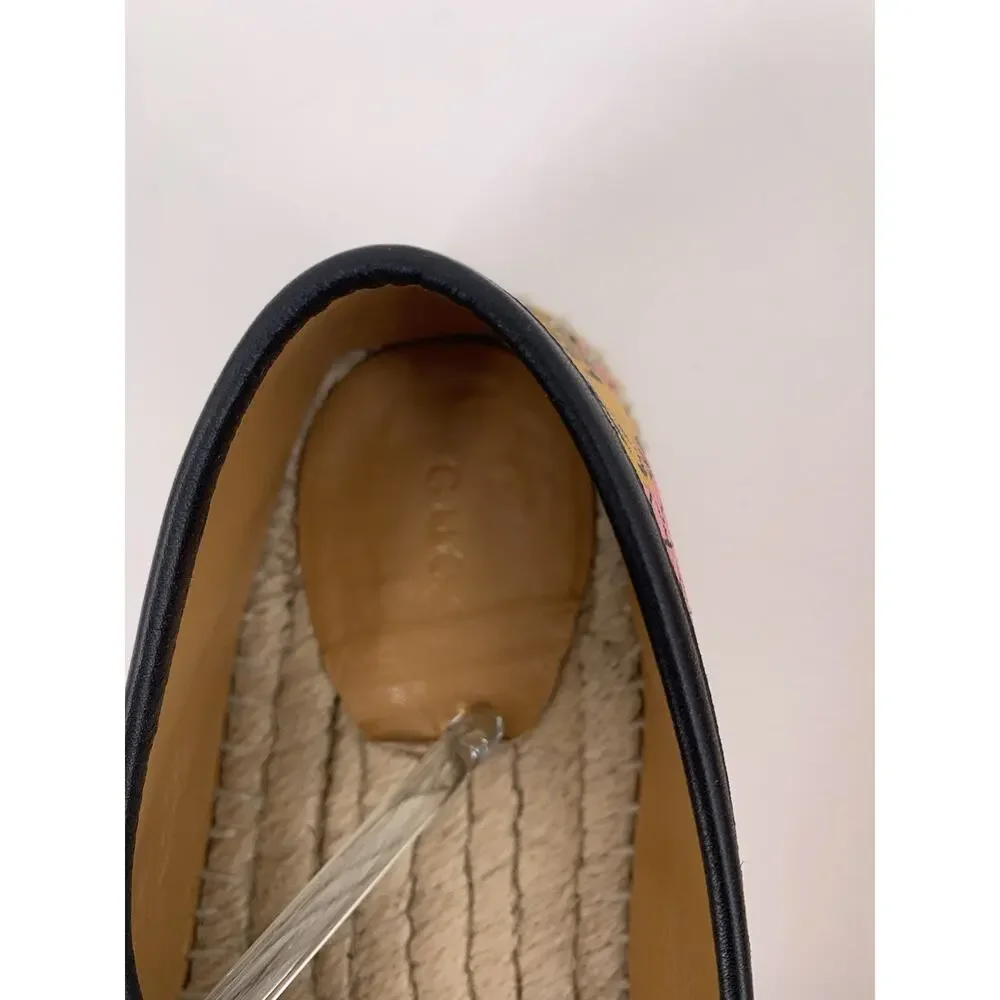 Gucci Bengal Tiger Floral Supreme Monogram Canvas Round Toe Espadrilles 38.5